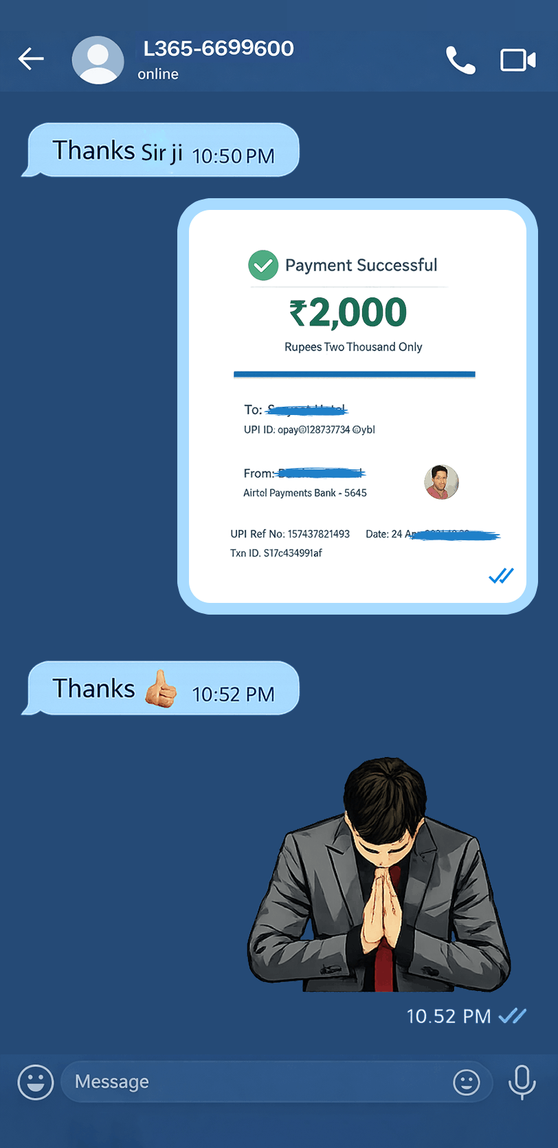 User WhatsApp review about winning experience and smooth withdrawals